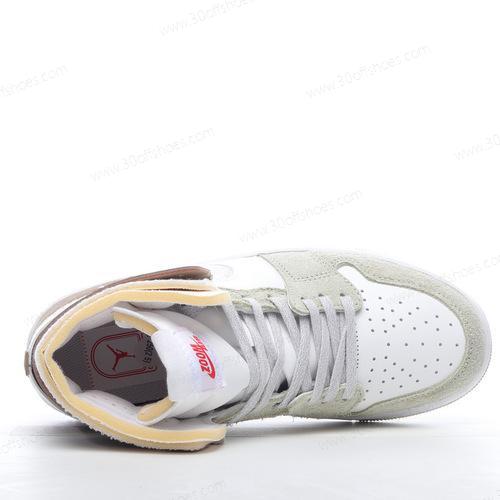 Cheap Nike Air Jordan 1 High Zoom Air CMFT Shoes White Grey Olive CT0979 102